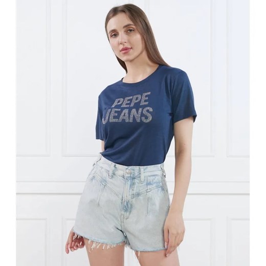 Pepe Jeans London T-shirt NIKO | Regular Fit ze sklepu Gomez Fashion Store w kategorii Bluzki damskie - zdjęcie 184346631