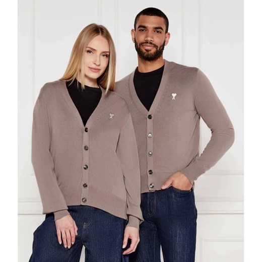 AMI Paris Wełniany kardigan | Regular Fit ze sklepu Gomez Fashion Store w kategorii Swetry damskie - zdjęcie 184347052