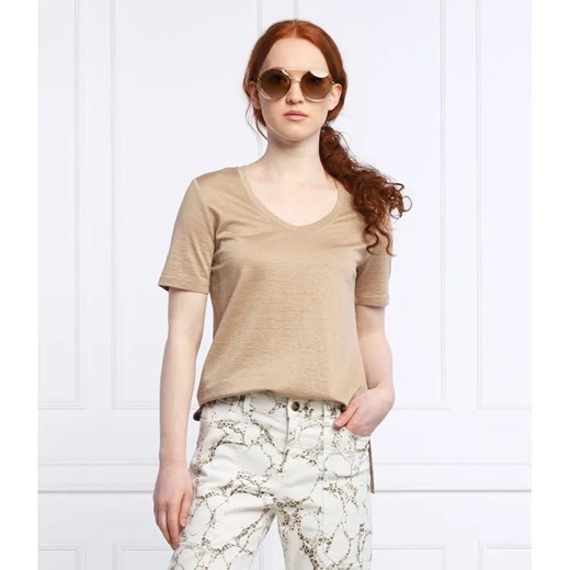 Marc Cain Lniana t-shirt | Regular Fit ze sklepu Gomez Fashion Store w kategorii Bluzki damskie - zdjęcie 184347782