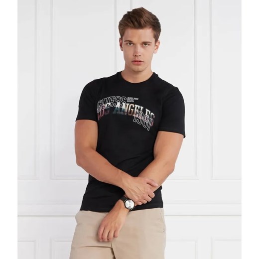 GUESS T-shirt SS CN PRINTED FLOCK | Slim Fit ze sklepu Gomez Fashion Store w kategorii T-shirty męskie - zdjęcie 184348161