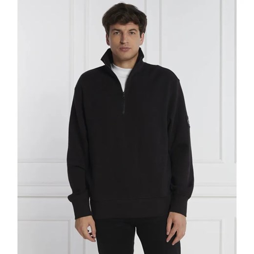 Calvin Klein Jeans Sweter BADGE WAFFLE HALF ZIP | Regular Fit ze sklepu Gomez Fashion Store w kategorii Swetry męskie - zdjęcie 184348923