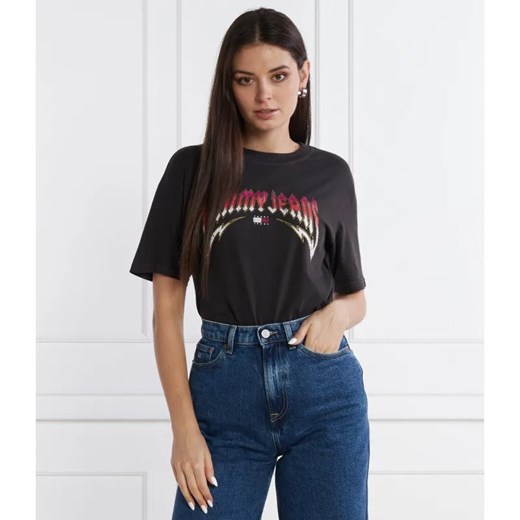 Tommy Jeans T-shirt WASHED TJ ROCK | Relaxed fit ze sklepu Gomez Fashion Store w kategorii Bluzki damskie - zdjęcie 184349954