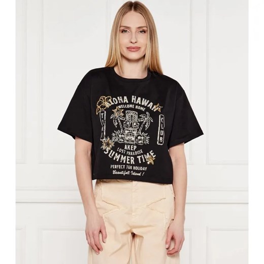 AKEP T-shirt TIKI CLUB | Cropped Fit ze sklepu Gomez Fashion Store w kategorii Bluzki damskie - zdjęcie 184350123