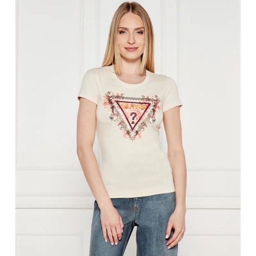 GUESS T-shirt FLOWERS | Slim Fit ze sklepu Gomez Fashion Store w kategorii Bluzki damskie - zdjęcie 184351342