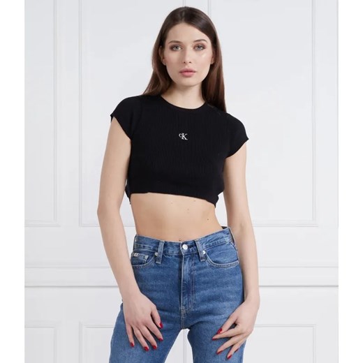 Calvin Klein Jeans Top OPEN BACK TIED | Slim Fit ze sklepu Gomez Fashion Store w kategorii Bluzki damskie - zdjęcie 184351413
