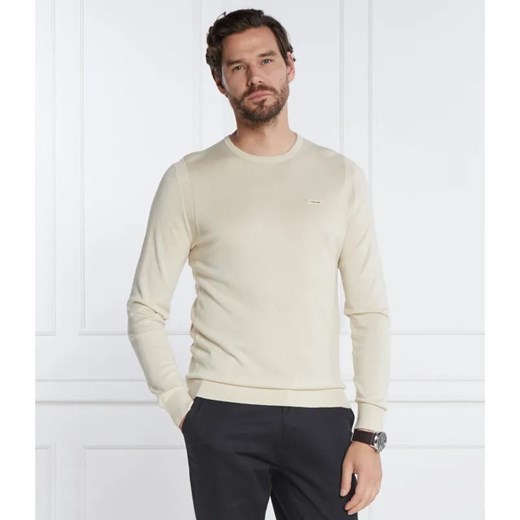 Calvin Klein Sweter SILK BLEND CN | Slim Fit | z dodatkiem jedwabiu ze sklepu Gomez Fashion Store w kategorii Swetry męskie - zdjęcie 184352820
