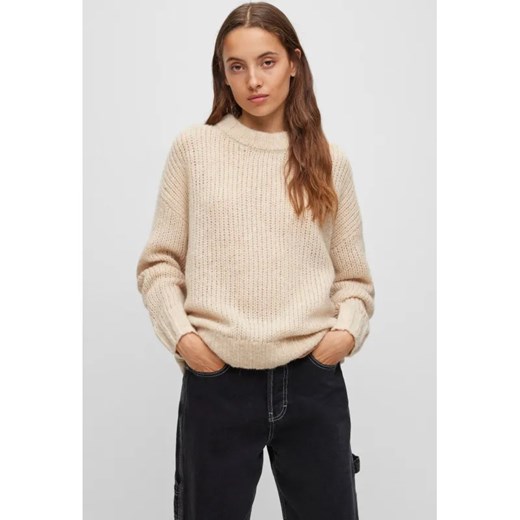 HUGO Wełniany sweter Sloos | Loose fit ze sklepu Gomez Fashion Store w kategorii Swetry damskie - zdjęcie 184352853