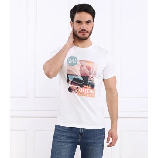 GUESS T-shirt SUNSET FLOWER | Slim Fit ze sklepu Gomez Fashion Store w kategorii T-shirty męskie - zdjęcie 184354033
