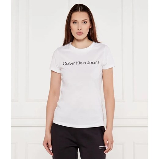 Calvin Klein Jeans T-shirt CORE MONOLOGO | Regular Fit ze sklepu Gomez Fashion Store w kategorii Bluzki damskie - zdjęcie 184354122