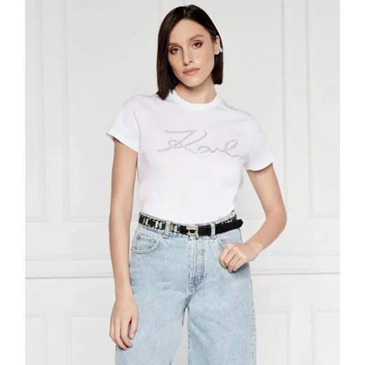 Karl Lagerfeld T-shirt rhinestone | Regular Fit ze sklepu Gomez Fashion Store w kategorii Bluzki damskie - zdjęcie 184354232