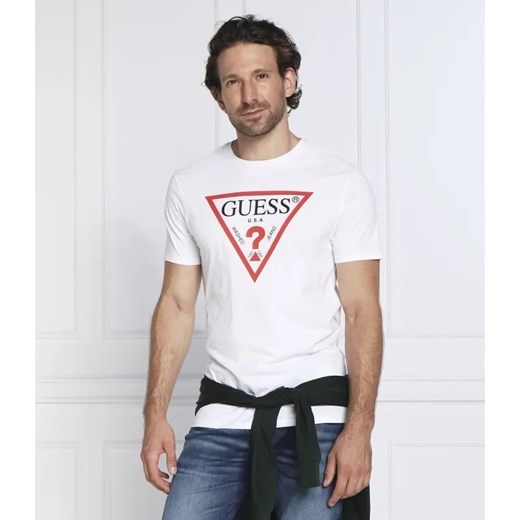 GUESS T-shirt TRI LOGO | Regular Fit ze sklepu Gomez Fashion Store w kategorii T-shirty męskie - zdjęcie 184354624