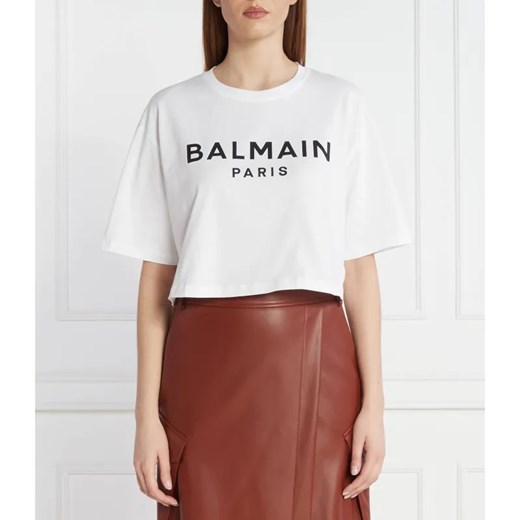 Balmain T-shirt CROPPED | Regular Fit XL wyprzedaż Gomez Fashion Store