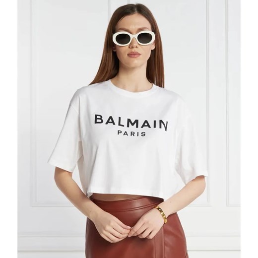 Balmain T-shirt CROPPED | Regular Fit ze sklepu Gomez Fashion Store w kategorii Bluzki damskie - zdjęcie 184355294