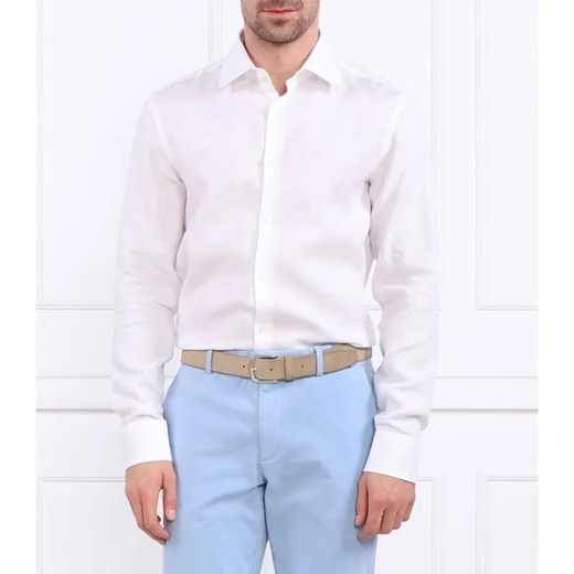 BOSS BLACK Lniana koszula H-HANK-kent-C1-214 | Slim Fit ze sklepu Gomez Fashion Store w kategorii Koszule męskie - zdjęcie 184355884