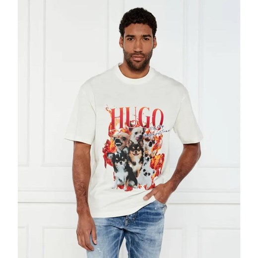 HUGO T-shirt Dugie | Oversize fit ze sklepu Gomez Fashion Store w kategorii T-shirty męskie - zdjęcie 184357281