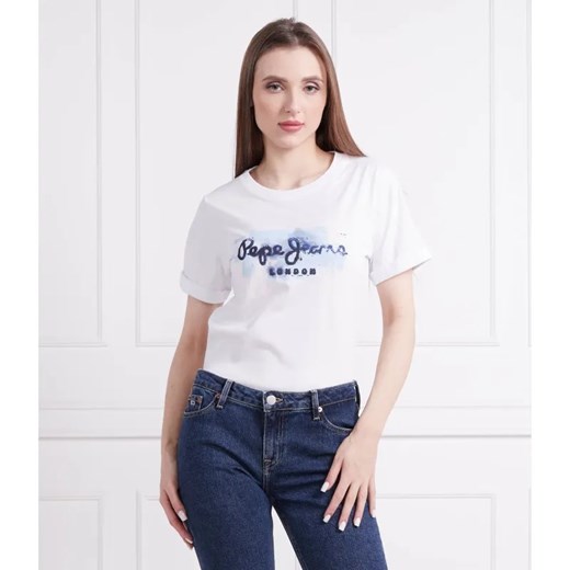 Pepe Jeans London T-shirt GOLDIE | Regular Fit ze sklepu Gomez Fashion Store w kategorii Bluzki damskie - zdjęcie 184357551