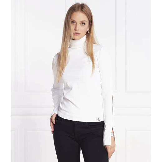 Calvin Klein Jeans Golf TAB SPLIT RIB MOCK NECK | Regular Fit ze sklepu Gomez Fashion Store w kategorii Swetry damskie - zdjęcie 184357781