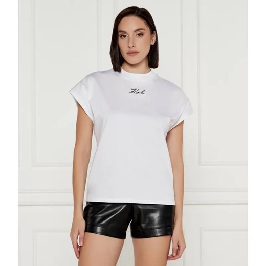 Karl Lagerfeld T-shirt SIGNATURE | Regular Fit ze sklepu Gomez Fashion Store w kategorii Bluzki damskie - zdjęcie 184357830