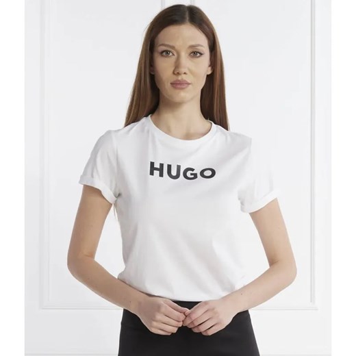 HUGO T-shirt | Slim Fit ze sklepu Gomez Fashion Store w kategorii Bluzki damskie - zdjęcie 184358141