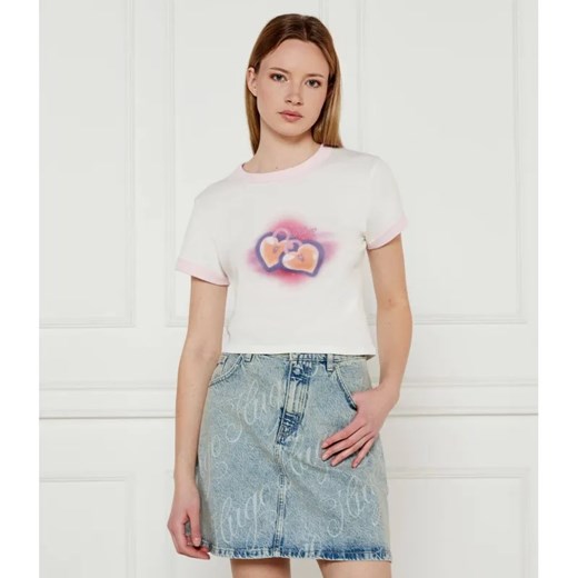 Hugo Blue T-shirt Dalia_B_1 | Cropped Fit ze sklepu Gomez Fashion Store w kategorii Bluzki damskie - zdjęcie 184358643
