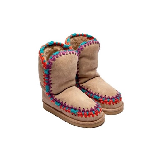 MOU Skórzane śniegowce Eskimo overstitching | z dodatkiem wełny Mou 38 wyprzedaż Gomez Fashion Store