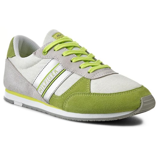 Sneakersy TOMMY HILFIGER - Jaimie 1C FG56819028  White/Lime Punch 645 eobuwie-pl zielony sznurówki