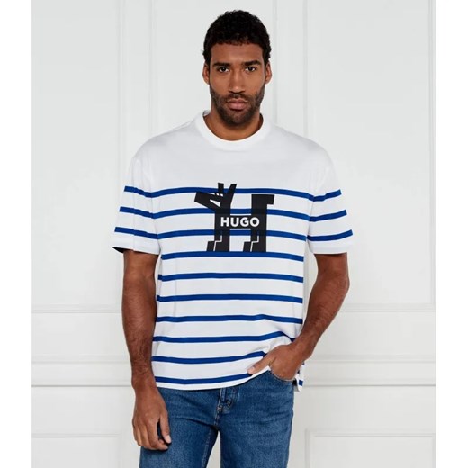 Hugo Blue T-shirt Nolastripe | Loose fit ze sklepu Gomez Fashion Store w kategorii T-shirty męskie - zdjęcie 184506420