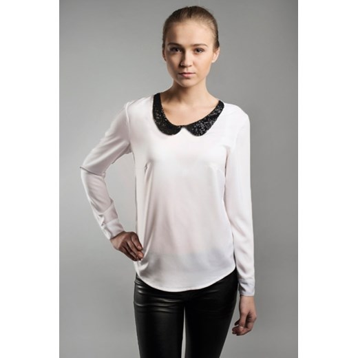LANZO bluzka z kołnierzykiem z cekinami mybaze-com t-shirty