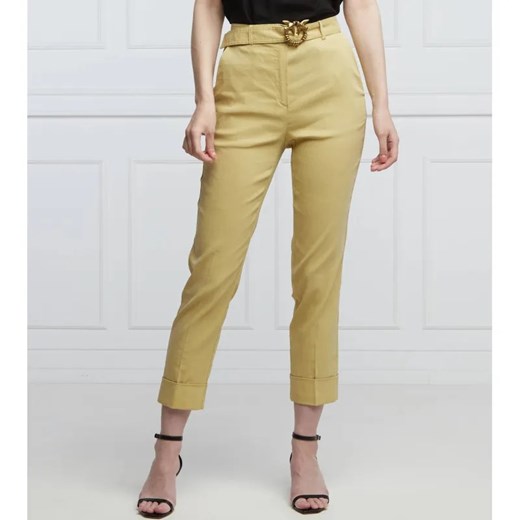 Pinko Lniane spodnie z paskiem PLAZA | Regular Fit ze sklepu Gomez Fashion Store w kategorii Spodnie damskie - zdjęcie 184507710