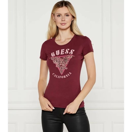 GUESS T-shirt ROSES | Slim Fit ze sklepu Gomez Fashion Store w kategorii Bluzki damskie - zdjęcie 184510264
