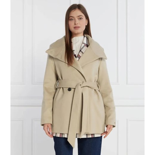 Tommy Hilfiger Płaszcz DB BELTED FUNNEL JKT | z dodatkiem wełny ze sklepu Gomez Fashion Store w kategorii Płaszcze damskie - zdjęcie 184519733