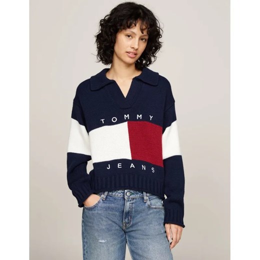 Tommy Jeans Sweter FLAG RUGBY | Relaxed fit | z dodatkiem wełny ze sklepu Gomez Fashion Store w kategorii Swetry damskie - zdjęcie 184520983