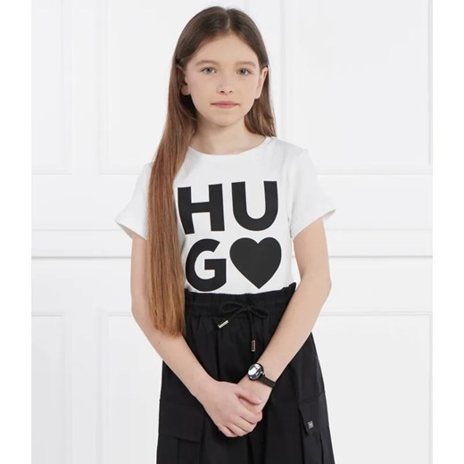 HUGO KIDS T-shirt | Regular Fit ze sklepu Gomez Fashion Store w kategorii Bluzki dziewczęce - zdjęcie 184521480