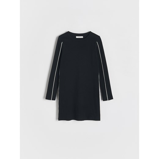 Reserved - Dzianinowa sukienka - czarny Reserved 128 (7-8 lat) promocyjna cena Reserved