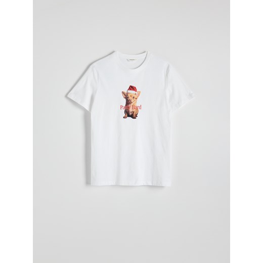 Reserved - T-shirt z motywem świątecznym - biały ze sklepu Reserved w kategorii T-shirty męskie - zdjęcie 184523301
