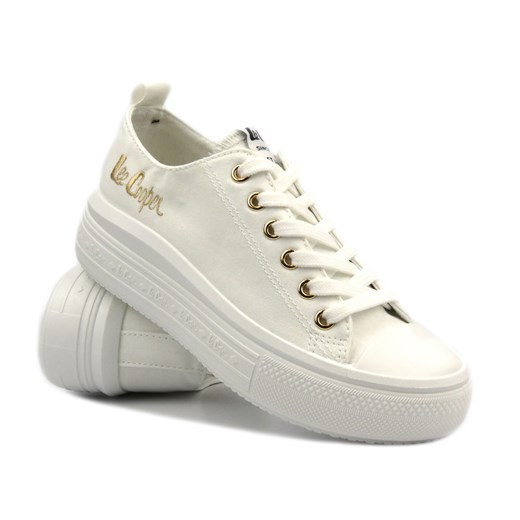 Trampki damskie na platformie - Lee Cooper LCW-24-44-2462L, białe ze sklepu ulubioneobuwie w kategorii Trampki damskie - zdjęcie 184524061