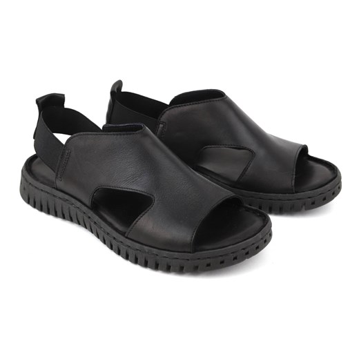 Komfortowe sandały damskie - Manitu 910162-01, czarne Manitu 35 ulubioneobuwie