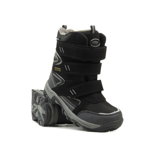 Buty trekkingowe, śniegowce dziecięce - AMERICAN CLUB WT161/23 czarne z szarym ze sklepu ulubioneobuwie w kategorii Buty zimowe dziecięce - zdjęcie 184524131