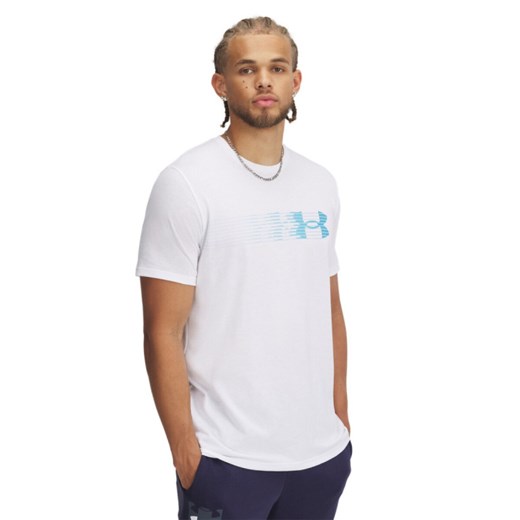 Męski t-shirt z nadrukiem Under Armour UA M Lc Fly In Logo SS - biały ze sklepu Sportstylestory.com w kategorii T-shirty męskie - zdjęcie 184525601