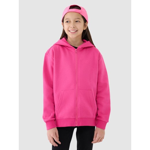 Dziewczęca bluza dresowa rozpinana z kapturem 4F 4FJRAW24TSWSF1830 - różowa ze sklepu Sportstylestory.com w kategorii Bluzy dziewczęce - zdjęcie 184525711