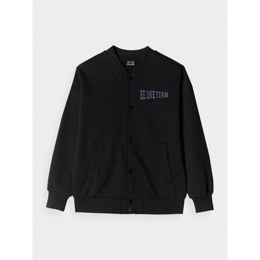 Chłopięca bluza rozpinana bejsbolowa 4F 4FJRAW24TSWSM1653 - czarna ze sklepu Sportstylestory.com w kategorii Bluzy chłopięce - zdjęcie 184525894