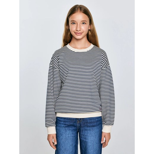 Bluza dziewczęca w paski granatowa-beżowa Lanla 403 ze sklepu Big Star w kategorii Bluzki dziewczęce - zdjęcie 184531664
