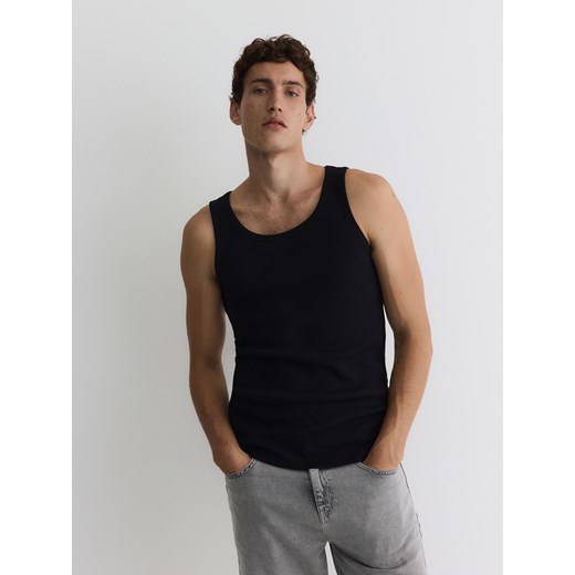 Reserved - Bawełniany tank top - czarny ze sklepu Reserved w kategorii T-shirty męskie - zdjęcie 184531852
