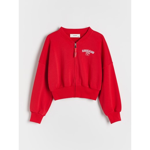 Reserved - Bluza bomber z haftem - czerwony ze sklepu Reserved w kategorii Bluzy dziewczęce - zdjęcie 184531871