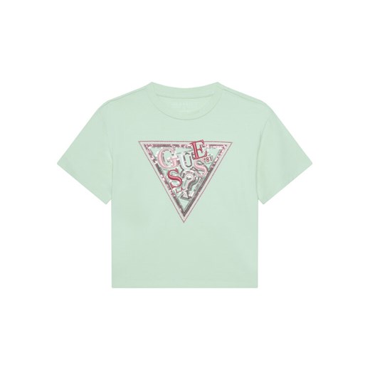 Guess T-Shirt J5GI04 K6YW4 Zielony Regular Fit ze sklepu MODIVO w kategorii Bluzki dziewczęce - zdjęcie 184532973