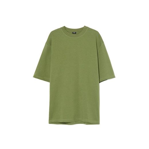 Cropp - Basicowa zielona koszulka comfort - zielony ze sklepu Cropp w kategorii T-shirty męskie - zdjęcie 184535083