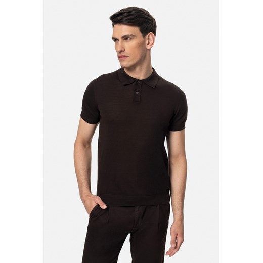 KOSZULKA POLO FAURE BRĄZOWA Z BAWEŁNY ze sklepu Recman w kategorii T-shirty męskie - zdjęcie 184535180