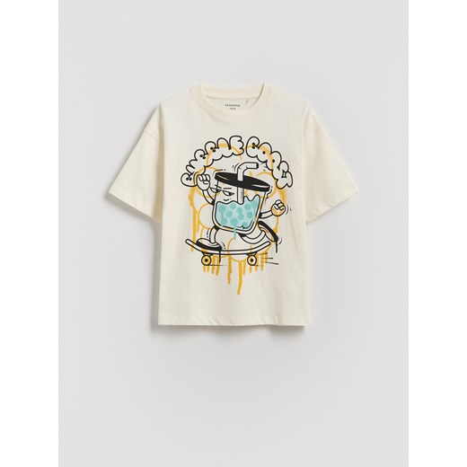 Reserved - T-shirt oversize - biały ze sklepu Reserved w kategorii T-shirty chłopięce - zdjęcie 184535462