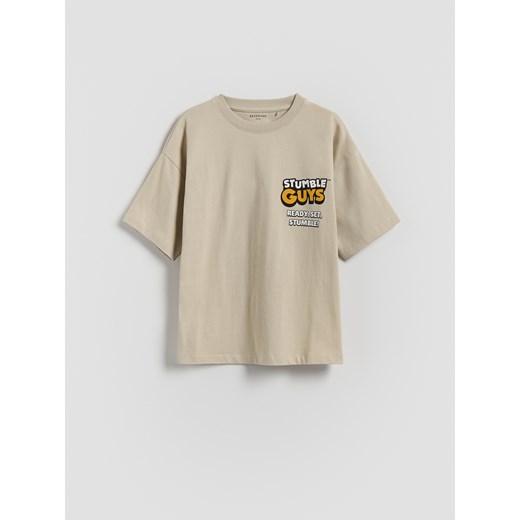 Reserved - T-shirt Stumble Guys - beżowy ze sklepu Reserved w kategorii T-shirty chłopięce - zdjęcie 184535470