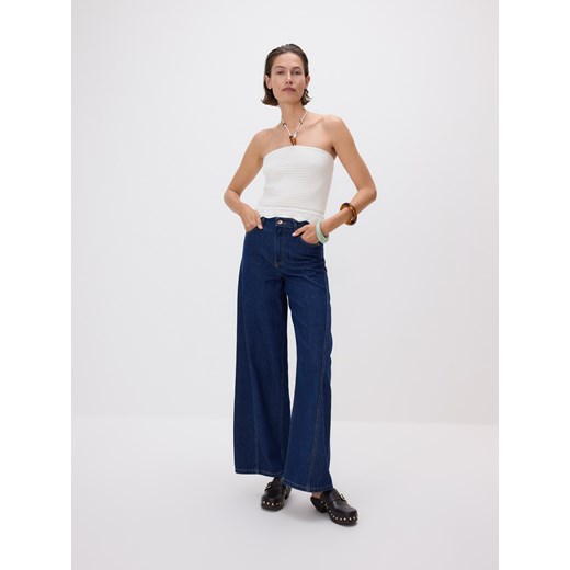 Reserved - Top z ozdobnymi koralikami - złamana biel Reserved S Reserved